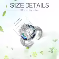 TOUPOP Sterling Silver Blue Crystal Adjustable Initial Ring For Women-0-2