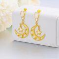 wholesale Gold-Plated 925 Sterling Silver Opal & Cubic Zirconia Crescent Moon and Star Drop Earrings for Women-0-2