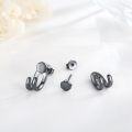 wholesale 925 Sterling Silver Black CZ Unisex U-Shaped Stud Earrings Punk Fashion s for Men Women-0-1