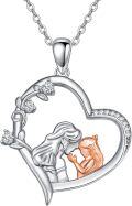 wholesale 925 Sterling Silver Mother and Child Heart Pendant Necklace-0-0