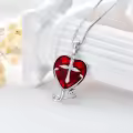 TOUPOP Sterling Silver Blue Crystal Cross Stethoscope Heart Pendant-0-3
