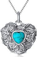 wholesale 925 Sterling Silver & Natural Turquoise Heart Daisy Pendant Necklace - Vintage Handmade Jewelry for Women-0-0