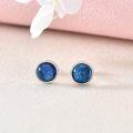 wholesale 925 Sterling Silver Blue Druzy Stone Round Stud Earrings Gift for Her-0-6