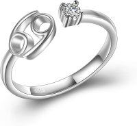 wholesale 925 Sterling Silver Zodiac Rings 12 Constellation Adjustable Jewelry Gift for Women-Cancer