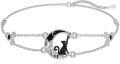 wholesale 925 Sterling Silver Black Onyx Adjustable Bracelet with Moon and Cat Design-0-0