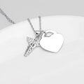 wholesale 925 Sterling Silver Heart-Shaped Caduceus Angel Nurse Prayer Pendant Necklace for Women-0-4