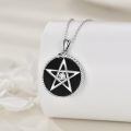 wholesale 925 Sterling Silver Pentagram Snake Black Onyx Cubic Zirconia Pendant Necklace-0-1