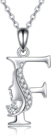 wholesale Sterling Silver Alphabet A Z Initial Letter Pendant Necklace for Women Jewelry Gifts-F