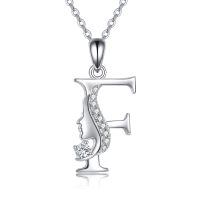 wholesale 925 Sterling Silver Alphabet A Z Initial Letter Pendant Necklace for Women Jewelry Gifts-F