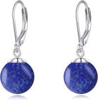 wholesale 925 Sterling Silver Lapis Lazuli Round Drop Earrings-lapis lazuli earrings