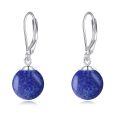 wholesale 925 Sterling Silver Lapis Lazuli Round Drop Earrings-0-0