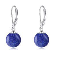 wholesale 925 Sterling Silver Lapis Lazuli Round Drop Earrings-lapis lazuli earrings