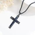 wholesale Black 925 Sterling Silver Abalone Shell Inlay Cross Pendant Necklace  for Men & Women - Religious Jewelry Christian Baptism Gift-0-2
