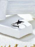wholesale 925 Sterling Silver Ocean Open Ring w Orca Shark Manta Ray Animal Lovers Jewelry Gift-0-1