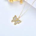 wholesale 14K Gold Two-Tone Butterfly Pendant Necklace with Chain - 28 Total Length-0-3