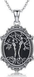 wholesale 925 Sterling Silver Black Onyx Tree of Life Skeletons Pendant Necklace-0-0