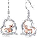 wholesale 925 Sterling Silver Corgi Dog in Heart Shape Pendant Hook Earrings for Women Girls Gift Idea-0-0