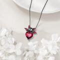 wholesale 925 Sterling Silver Red Heart Bat Pendant Gothic Statement Necklace Gifts-0-4