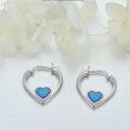wholesale 925 Sterling Silver Heart-Shaped Blue Opal Hoop Earrings-0-2