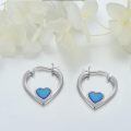 wholesale 925 Sterling Silver Heart Shaped Earrings With Blue Opal-0-2