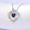 wholesale TOUPOP September Birthstone Necklace 925 Sterling Silver Rose Heart Sapphire Necklace Heart Butterfly Pendant Necklace Jewelry Anniversary Birthday Christmas Gifts For Women Her Wife Girlfriend Mom -0-3