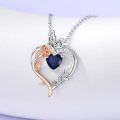 TOUPOP Sterling Silver Sapphire Rose Heart Butterfly Pendant Necklace-0-3