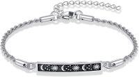 wholesale 925 Sterling Silver Sun & Moon Charm Bracelet for Women - Celestial Jewelry with Stars and Crystals-Sun and Moon