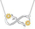 wholesale Gold-Plated 18K 925 Sterling Silver Natural Diamond Sunflower Pendant Necklace-0-1