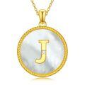 wholesale 925 Sterling Silver Pendant Necklace Gold Plated Letter J Initial Mother Of Pearl Moissanite-0-0