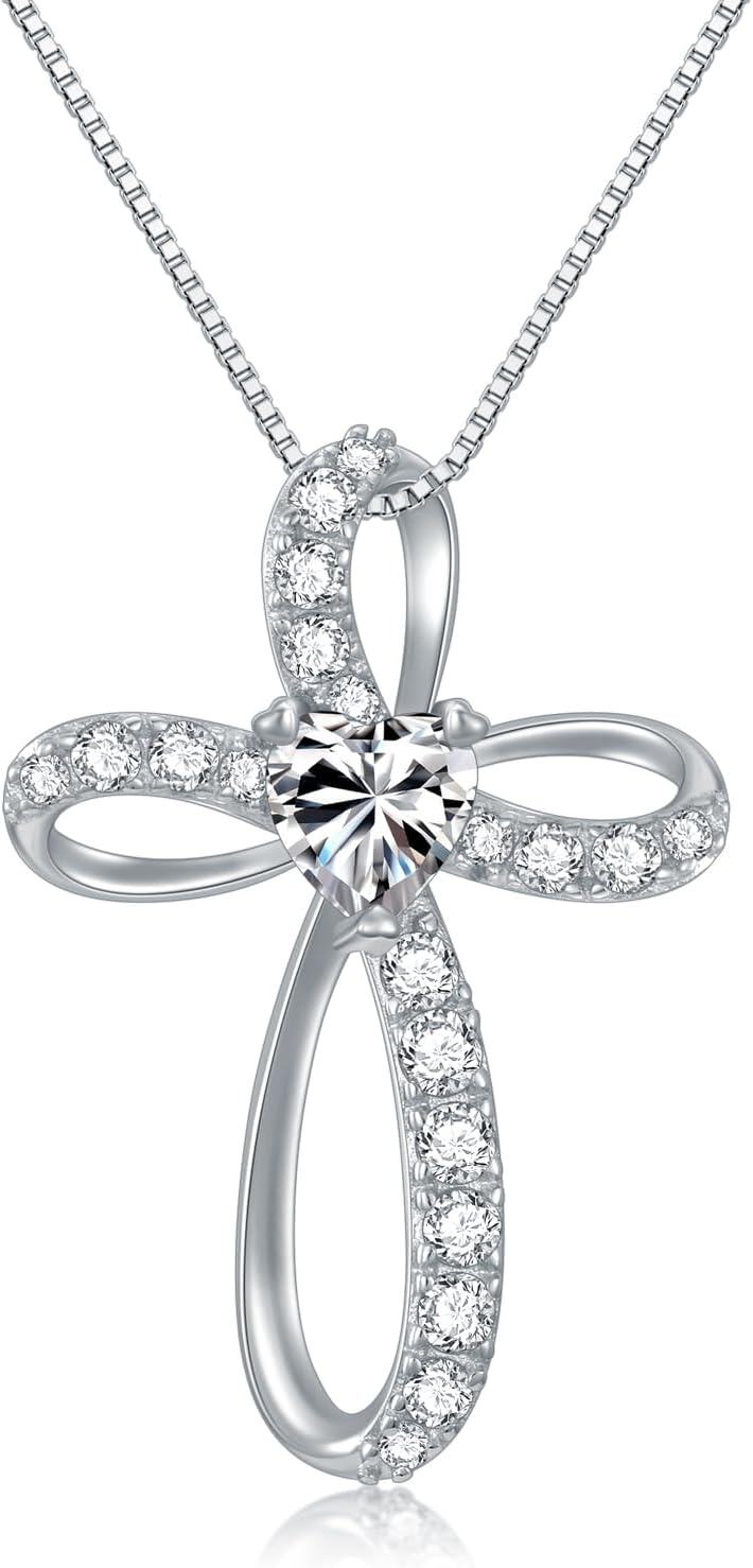  Sterling Silver Birthstone Cross Necklace for Women Birthday Mother s Day Gift ( )-trendy jewelry for women 2024