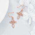 wholesale 925 Sterling Silver Rose Gold Cross Celtic Knot Drop Earrings Leverback for Women-0-2