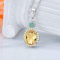 wholesale 925 Sterling Silver Citrine & Emerald Starburst Halo Pendant Necklace for Women -0-3