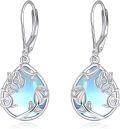 wholesale 925 Sterling Silver Blue Mother of Pearl Drop Earrings with Floral Design-0-0
