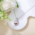 wholesale 925 Sterling Silver Red Cardinal Birds & Leaves Infinity Love Heart Pendant Necklace for Women Girls - 43cm Chain-0-2