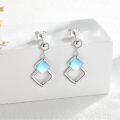 wholesale 925 Sterling Silver Square Shape Blue Opal Hypoallergenic Drop Earrings-0-2