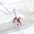 wholesale 925 Sterling Silver Red Gemstone Cardinal Cross Bird Pendant Necklace for Women Girls Gifts-0-1