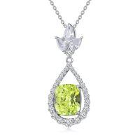 wholesale 14K White Gold Plated 925 Sterling Silver Crushed Ice CZ Teardrop Pendant Necklace for Women-8-August