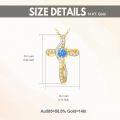 wholesale 14K Yellow White Gold Cross Infinity Pendant with Blue & White Zirconia Stones, Adjustable Chain, Gift Box-0-5