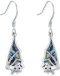 wholesale 925 Sterling Silver Abalone Shell Bat Shape Drop Dangle Hoop Halloween Christmas  for Women-0-0