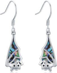 wholesale 925 Sterling Silver Abalone Shell Bat Shape Drop Dangle Hoop Halloween Christmas  for Women-Bat D