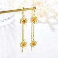 wholesale Gold Sunflower Drop Earrings - 925 Sterling Silver Chain Tassel Gift for Women Girls Jewelry-0-1