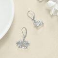 wholesale TOUPOP Princess Leverback Earrings Sterling Silver Princess Queen Crown Earrings For Women Crown Hook Dangle Earrings Christmas Xmas Birthday Gifts For Her Women Mom Grandma -0-1
