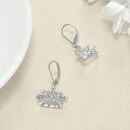 TOUPOP Sterling Silver Princess Leverback Crown Dangle Earrings For Women Gifts-0-1