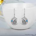 wholesale 925 Sterling Silver Crescent Moon Howling Wolf Earrings-0-5