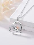 wholesale 925 Sterling Silver Heart-Shaped Sloth and Cub Pendant Necklaces for Women - I Love You Forever Message Charm Necklace Gift Set (Silver)-0-1