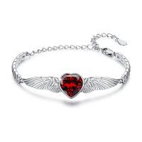 wholesale 925 Sterling Silver Birthstone Angel Wings Heart Bracelet for Women Mother s Day Gift-January