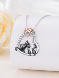 wholesale 925 Sterling Silver Love You Forever Heart Pendant Necklace - Mother and Cats Family -0-11