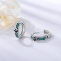 wholesale 925 Sterling Silver Turquoise Stone Ankh Symbol Hoop Earrings 14mm for Women Men Gifts-0-1