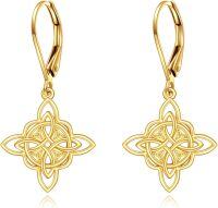 wholesale 10K Gold Celtic Knot Drop Dangle Leverback Earring Studs - Irish for Her-F Style-Celtic Earrings