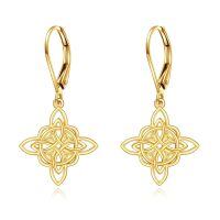 wholesale 10K Gold Celtic Knot Drop Dangle Leverback Earring Studs - Irish for Her-F Style-Celtic Earrings